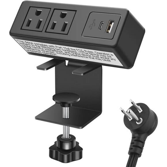 Desk Edge Power Strip with 1 USB 1 USB-C 20W PD Removable Clamp - Picture 7 of 7